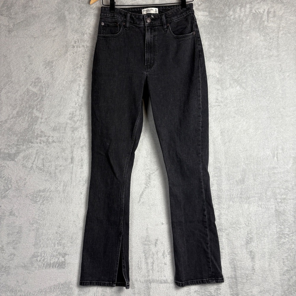Abercrombie & Fitch Curve Love Skinny High‎ Rise Jeans Washed Black Side Slit 26